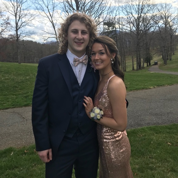 Rose Gold A&N Lux Label Lace Up Prom Dress - Picture 3 of 3